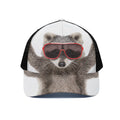 Funny Raccoon Print Black Mesh Trucker Hat