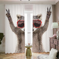Funny Raccoon Print Dimout Pencil Pleat Curtains