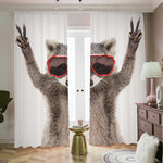 Funny Raccoon Print Blackout Pencil Pleat Curtains