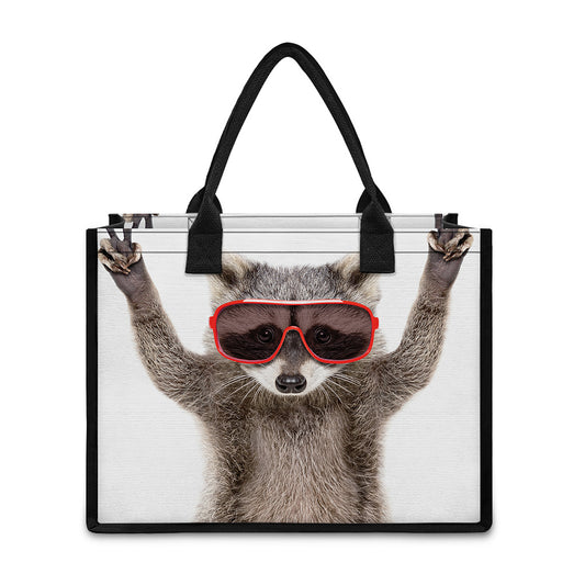 Funny Raccoon Print Canvas Tote Bag