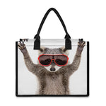Funny Raccoon Print Canvas Tote Bag