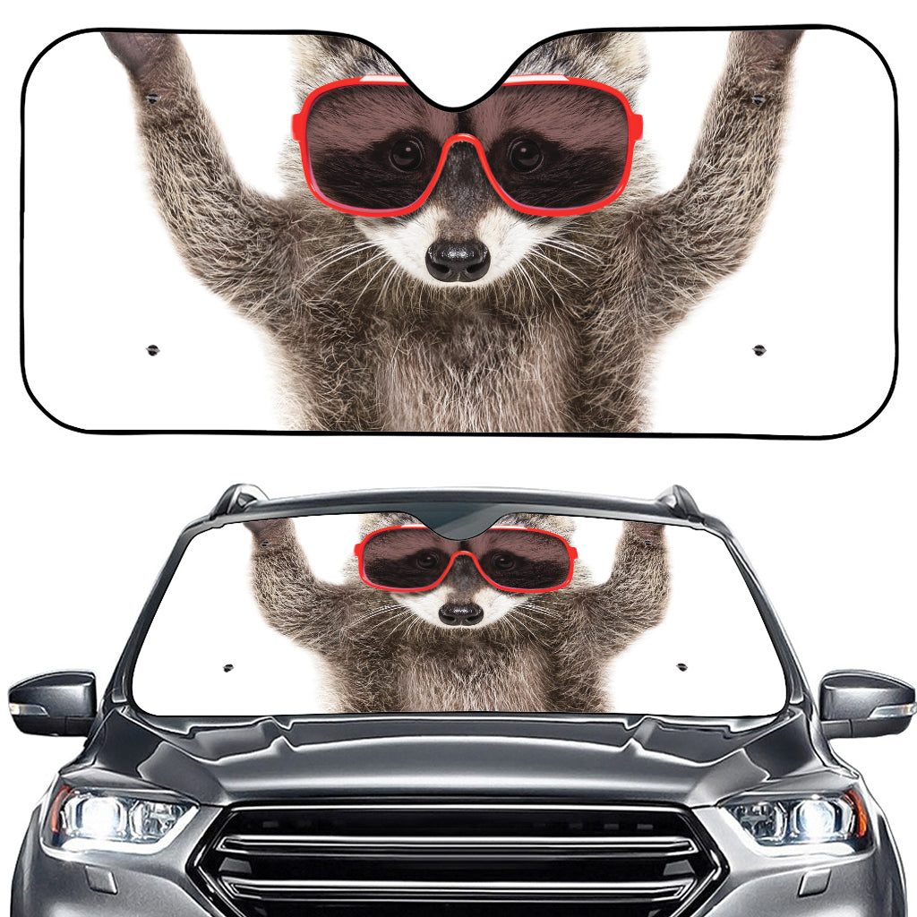 Funny Raccoon Print Car Windshield Sun Shade