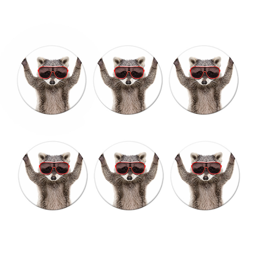Funny Raccoon Print Coaster Set