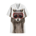Funny Raccoon Print Cotton Hawaiian Shirt