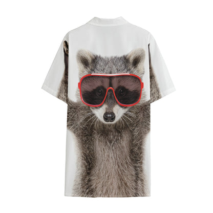 Funny Raccoon Print Cotton Hawaiian Shirt