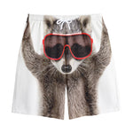 Funny Raccoon Print Cotton Shorts