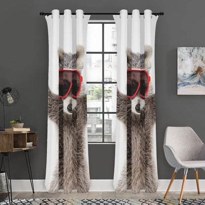 Funny Raccoon Print Curtain