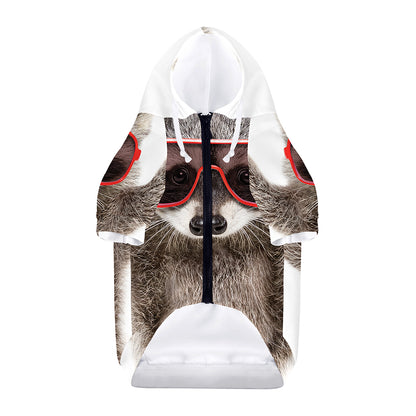 Funny Raccoon Print Dog Zip Up Hoodie