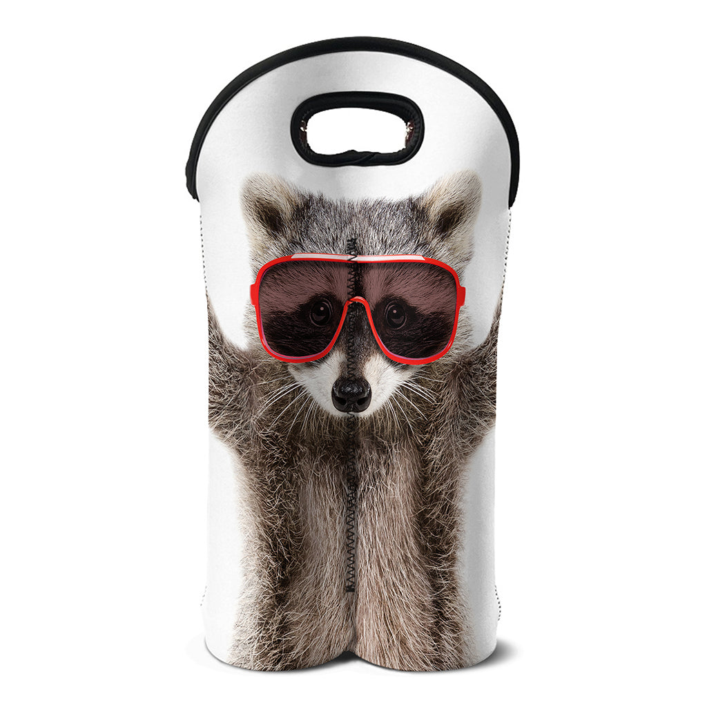 Funny Raccoon Print Double Neoprene Wine Tote