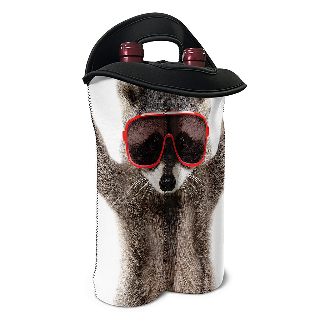 Funny Raccoon Print Double Neoprene Wine Tote
