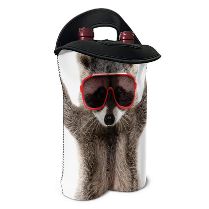 Funny Raccoon Print Double Neoprene Wine Tote
