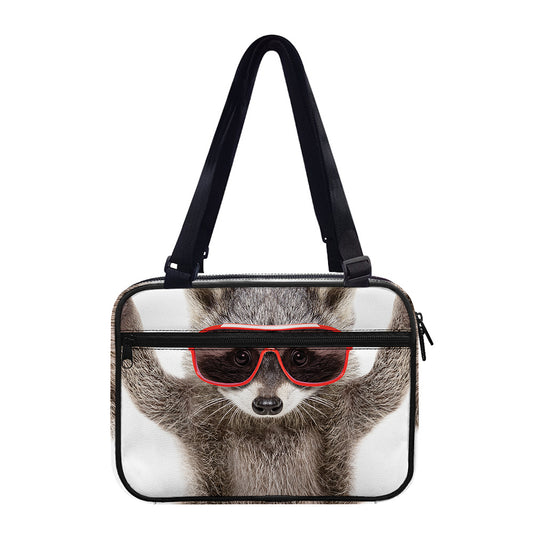 Funny Raccoon Print Double Strap Bible Bag