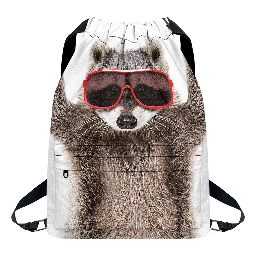 Funny Raccoon Print Drawstring Backpack