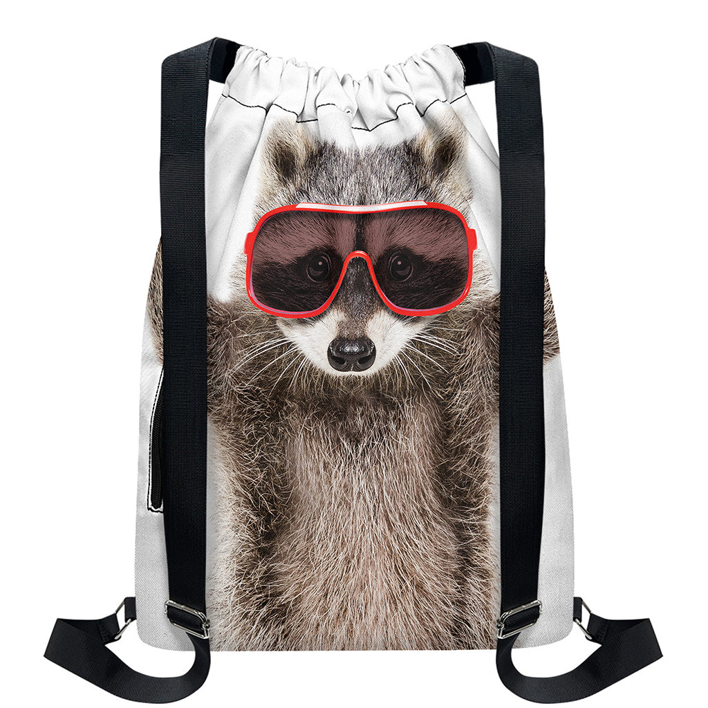 Funny Raccoon Print Drawstring Backpack