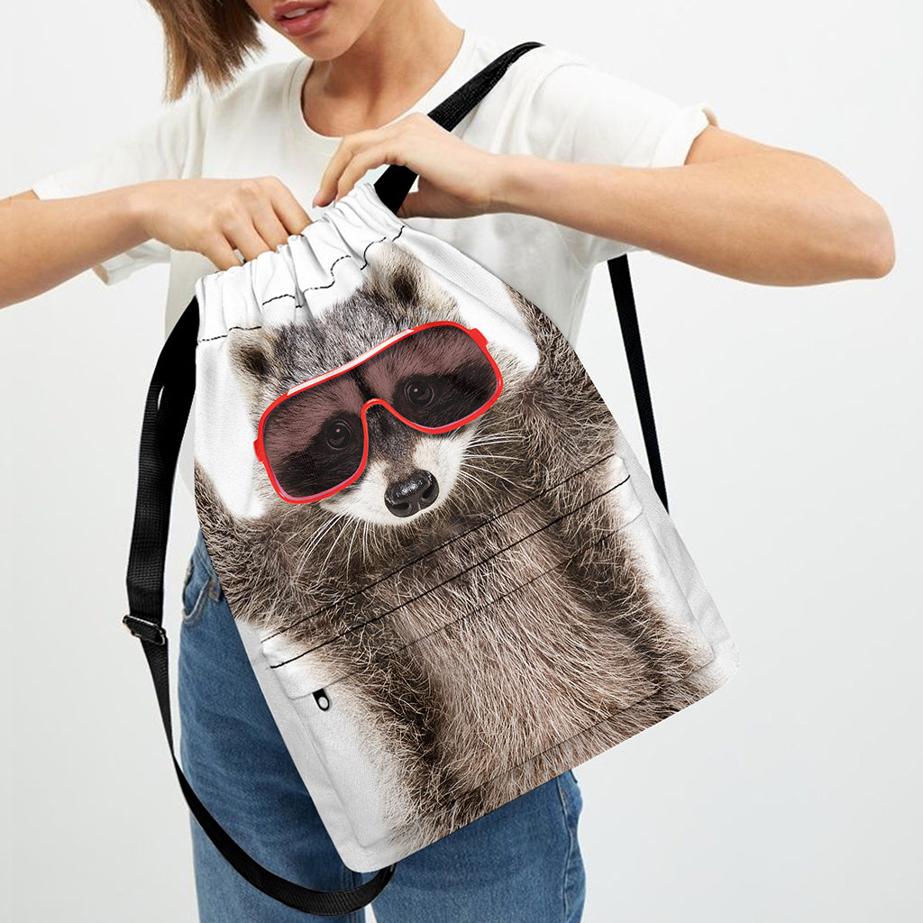 Funny Raccoon Print Drawstring Backpack