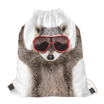 Funny Raccoon Print Drawstring Bag