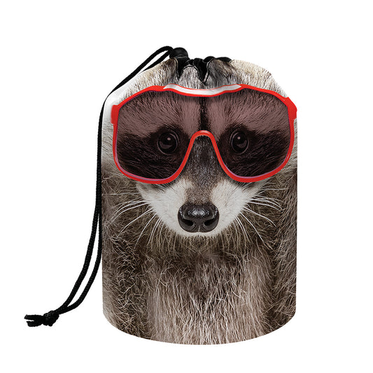 Funny Raccoon Print Drawstring Makeup Bag