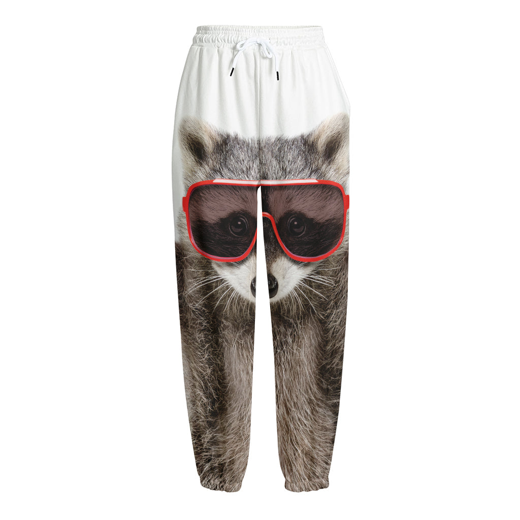 Funny Raccoon Print Fleece Lined Knit Pants