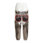 Funny Raccoon Print Fleece Lined Knit Pants