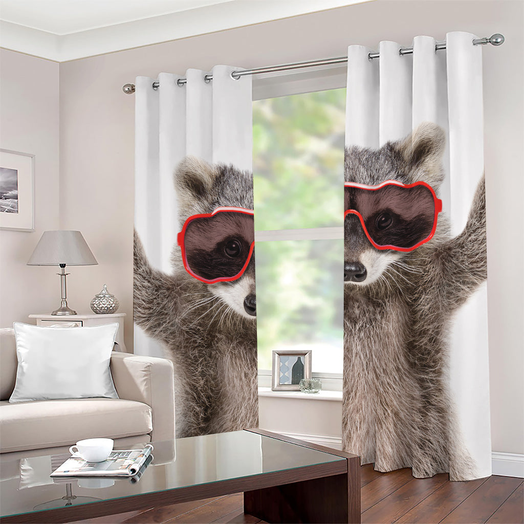 Funny Raccoon Print Grommet Curtains