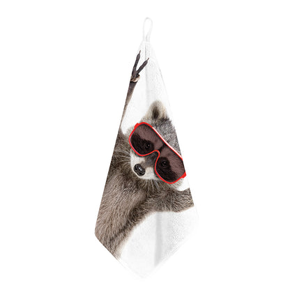 Funny Raccoon Print Hand Towel