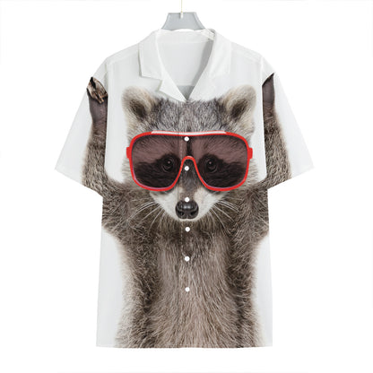 Funny Raccoon Print Hawaiian Shirt