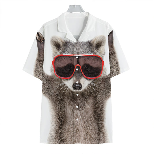 Funny Raccoon Print Hawaiian Shirt