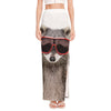 Funny Raccoon Print High Slit Maxi Skirt