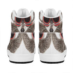 Funny Raccoon Print High Top Leather Sneakers