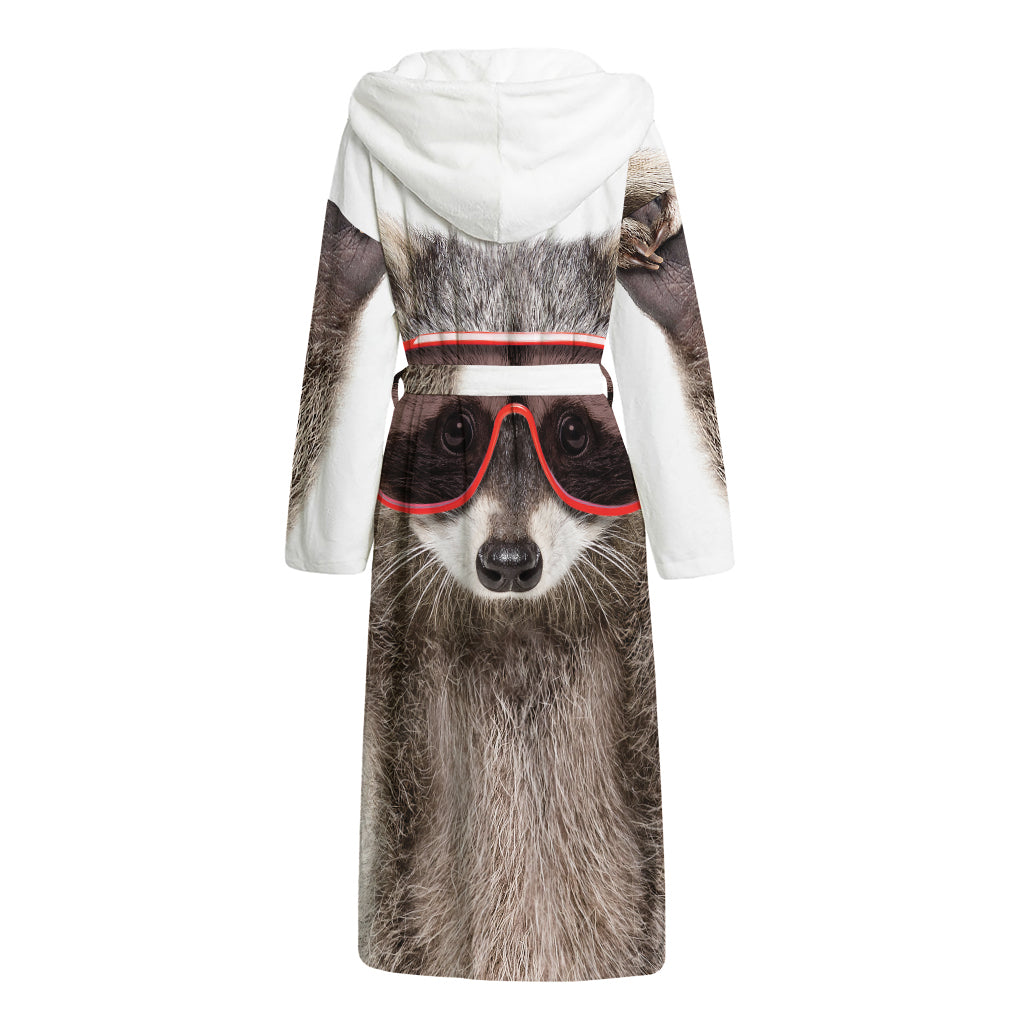 Funny Raccoon Print Hooded Bathrobe