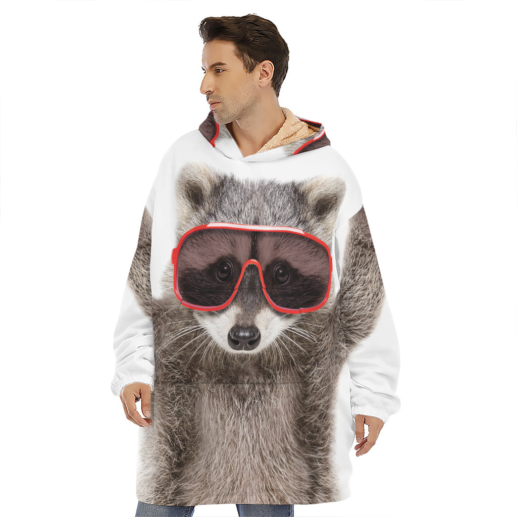 Funny Raccoon Print Hoodie Blanket