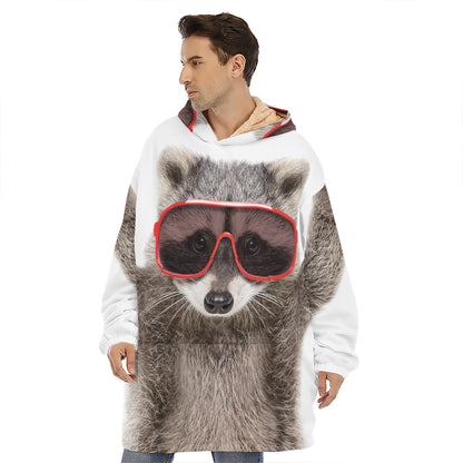 Funny Raccoon Print Hoodie Blanket