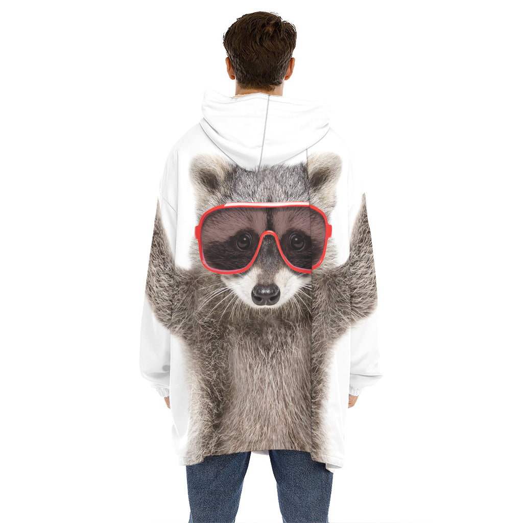 Funny Raccoon Print Hoodie Blanket