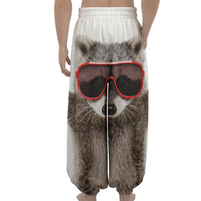 Funny Raccoon Print Lantern Pants