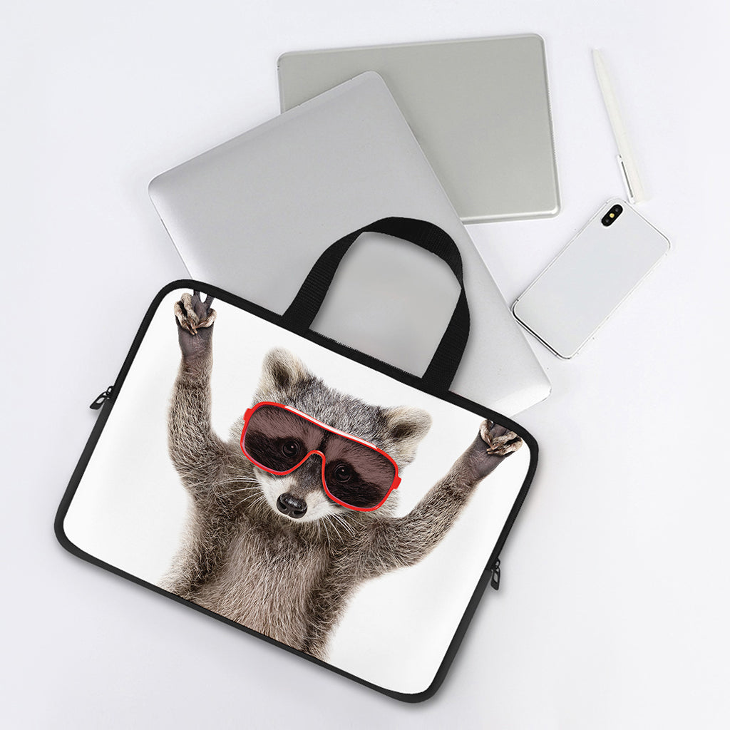 Funny Raccoon Print Laptop Sleeve With Handle