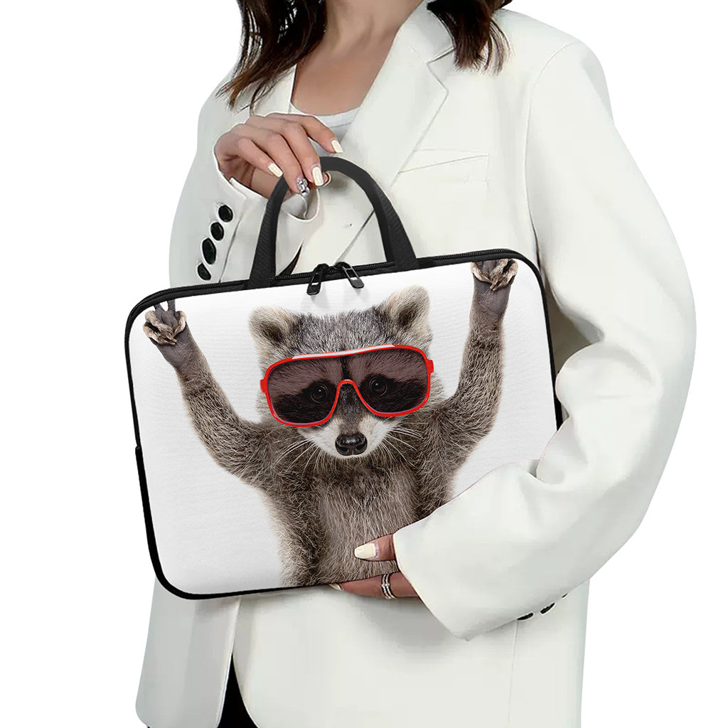 Funny Raccoon Print Laptop Sleeve With Handle