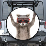 Funny Raccoon Print Leather Spare Tire Cover