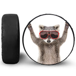 Funny Raccoon Print Leather Spare Tire Cover