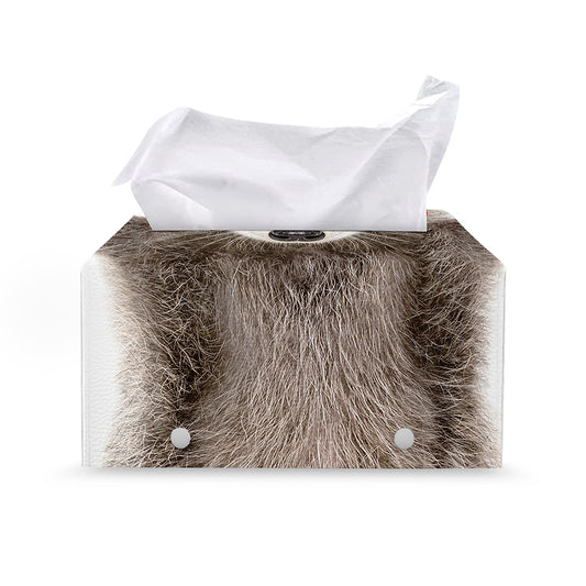Funny Raccoon Print Leather Tissue Box Cover