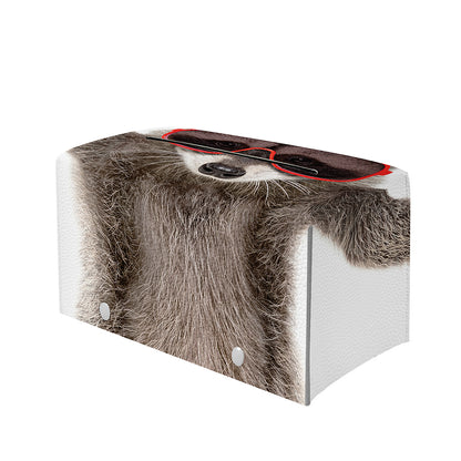 Funny Raccoon Print Leather Tissue Box Cover