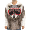 Funny Raccoon Print Long Sleeve Baseball Jersey