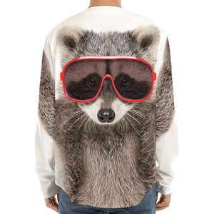 Funny Raccoon Print Long Sleeve Baseball Jersey