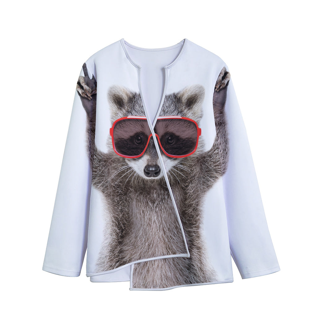 Funny Raccoon Print Long Sleeve Short Coat