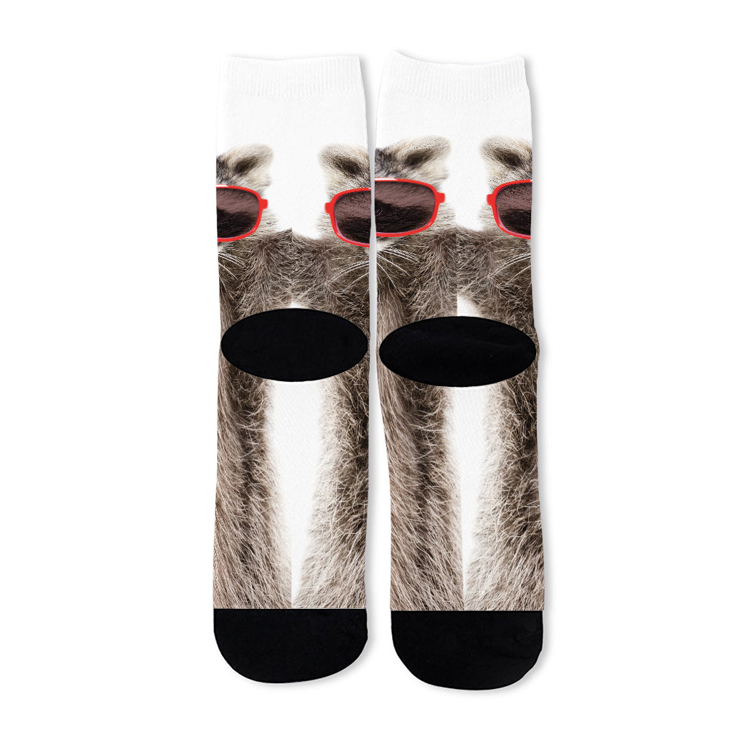 Funny Raccoon Print Long Socks