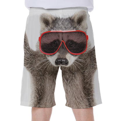 Funny Raccoon Print Men's Beach Shorts