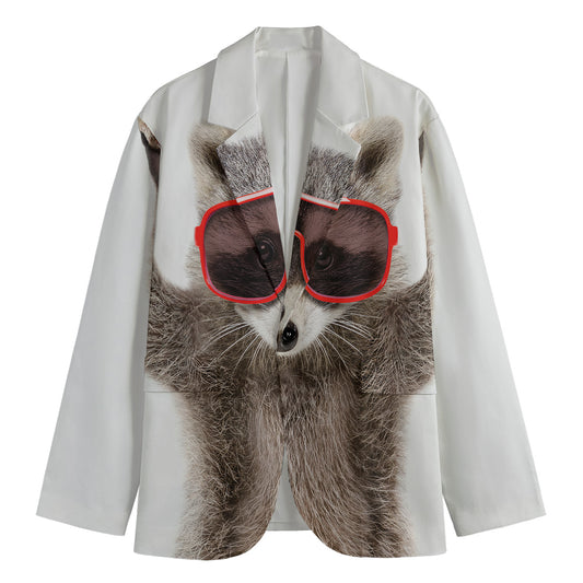 Funny Raccoon Print Men's Blazer
