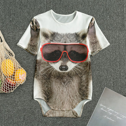 Funny Raccoon Print Men's Bodysuit