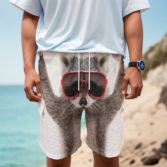 Funny Raccoon Print Men's Cargo Shorts