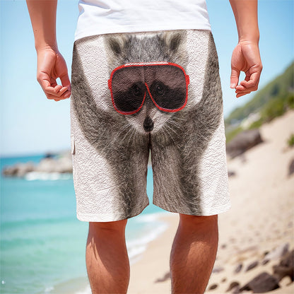 Funny Raccoon Print Men's Cargo Shorts