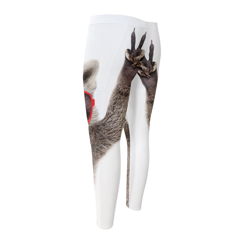 Funny Raccoon Print Men's Compression Pants